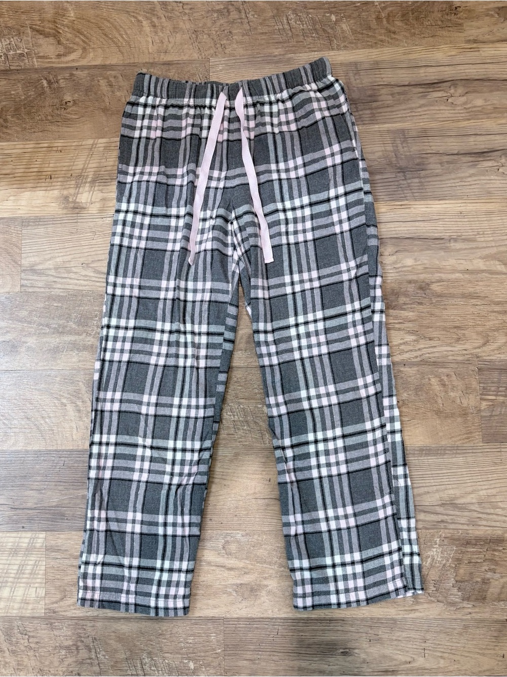 Women's Gray and Pink Plaid Pajama Pants - Comfortable Sleepwear